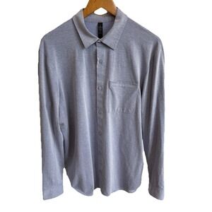 Lululemon Commission Long Sleeve Button Down Shirt Pocket Heather Blue Mens XL